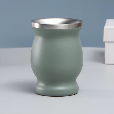 Hot Sale Stainless Steel 8oz Yerba Mate Cup Gourd-Shaped Yerba Mate Tea Cup Water Cup Tea Cup with Spoon Brush
