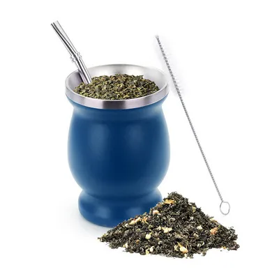 Hot Sale Stainless Steel 8oz Yerba Mate Cup Gourd-Shaped Yerba Mate Tea Cup Water Cup Tea Cup with Spoon Brush