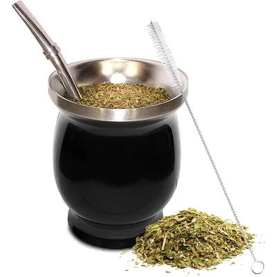 Hot Sale Stainless Steel 8oz Yerba Mate Cup Gourd-Shaped Yerba Mate Tea Cup Water Cup Tea Cup with Spoon Brush
