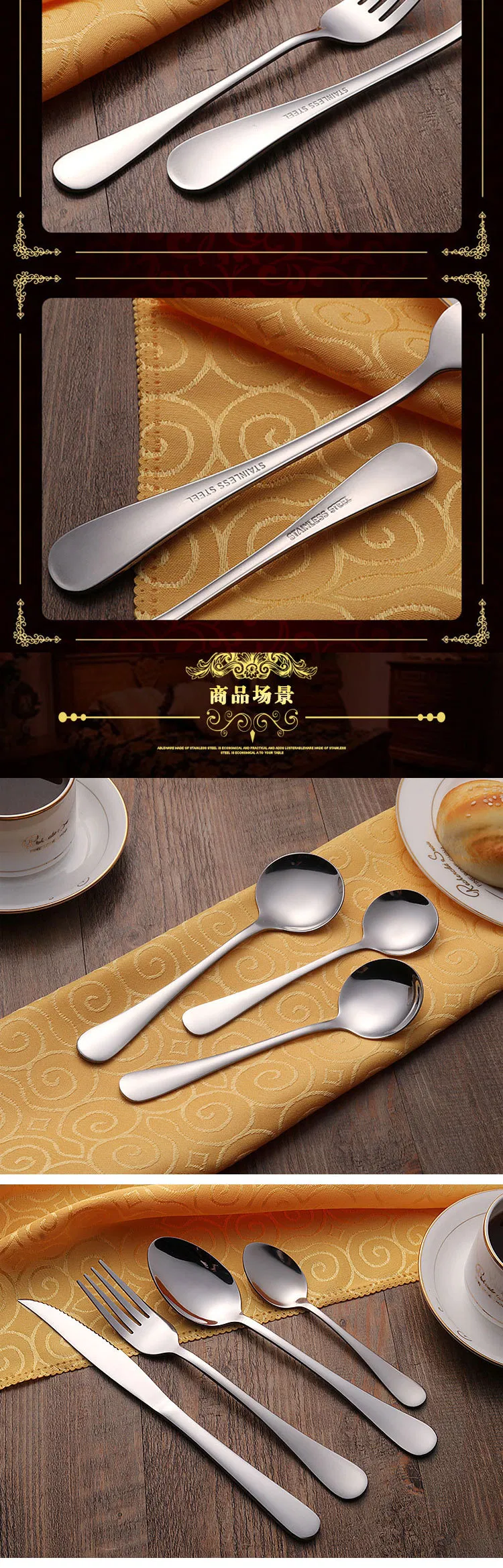 Hotel Silver Flatware Dinner Spoons Forks Knife Stainless Steel Cutlery Set