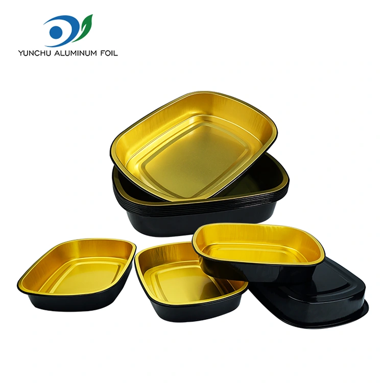 Disposable Black Gold Catering Rectangular Aluminum Foil Containers