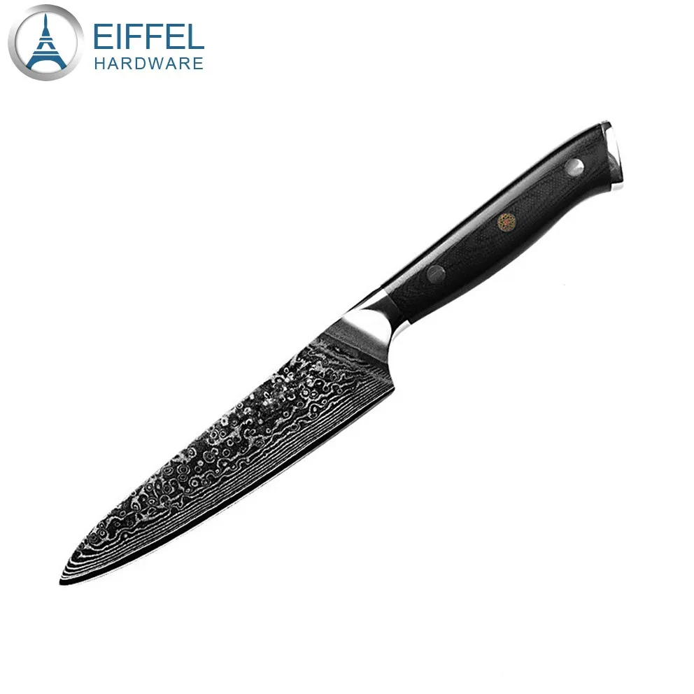 Japanese Vg10 Damascus Steel Bread Knife with Forged Patter on Blade
