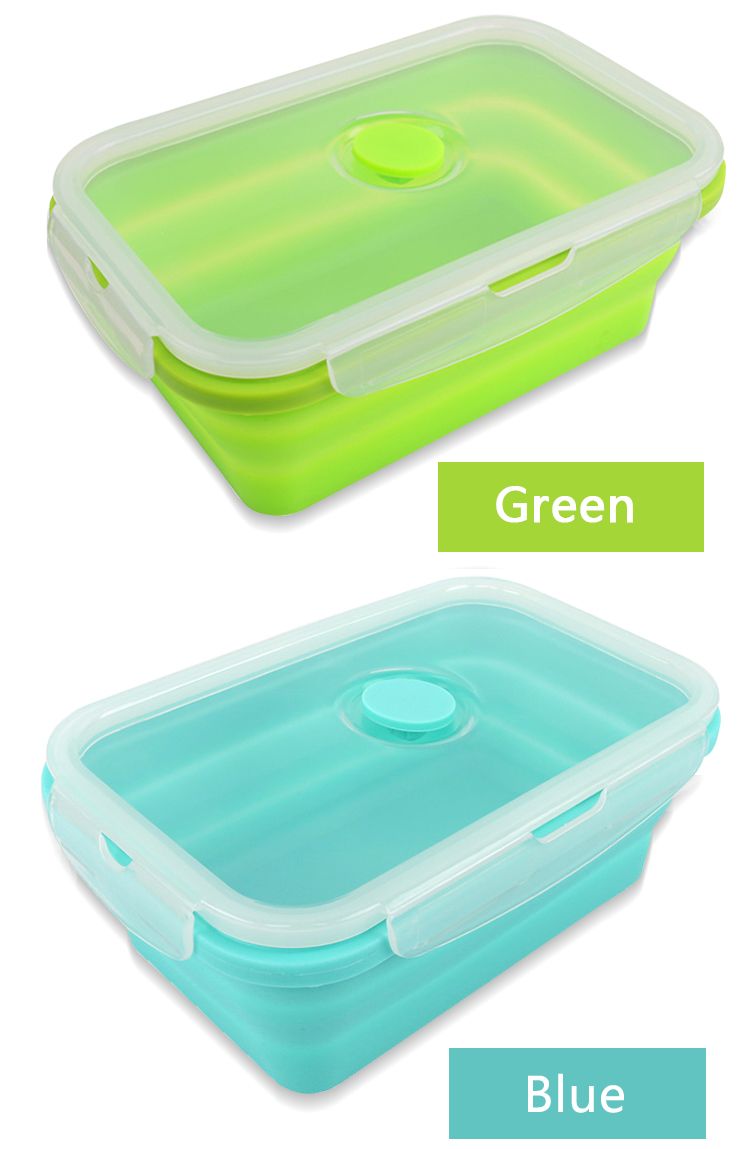 Kids School Collapsible Food Meal Prep Lunchbox Containers Foldable Silicone Microwavable Food Storage Lunch Box