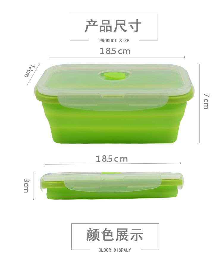 Kids School Collapsible Food Meal Prep Lunchbox Containers Foldable Silicone Microwavable Food Storage Lunch Box