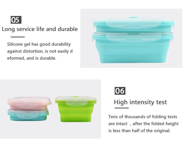 Kids School Collapsible Food Meal Prep Lunchbox Containers Foldable Silicone Microwavable Food Storage Lunch Box