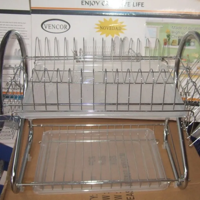 Kitchen Stainless Steel Cabinet Plate Dish Draining Storage Rack