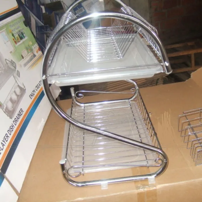 Kitchen Stainless Steel Cabinet Plate Dish Draining Storage Rack