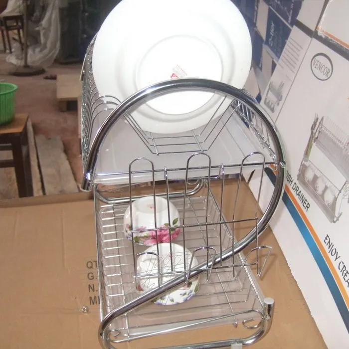 Kitchen Stainless Steel Cabinet Plate Dish Draining Storage Rack