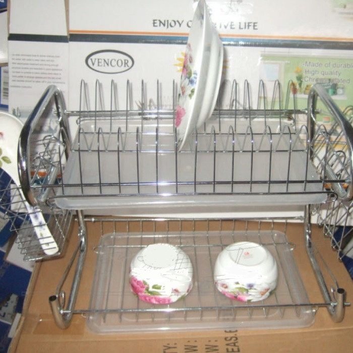 Kitchen Stainless Steel Cabinet Plate Dish Draining Storage Rack