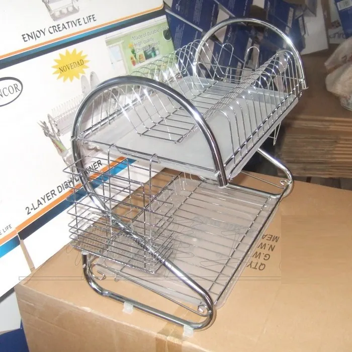 Kitchen Stainless Steel Cabinet Plate Dish Draining Storage Rack