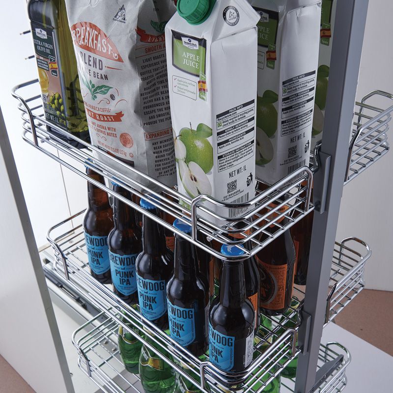 Kitchen Storage 6 Tier Tall Larder Pantry Unit with Soft Close Pull out Basket