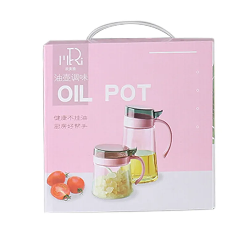 Kitchen Supplies Oil Can and Seasoning Jar Two-Piece Large-Capacity Glass Seasoning Box Oil Can and Salt Shaker Condiment Bottle Set