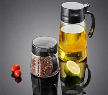 Kitchen Supplies Oil Can and Seasoning Jar Two-Piece Large-Capacity Glass Seasoning Box Oil Can and Salt Shaker Condiment Bottle Set