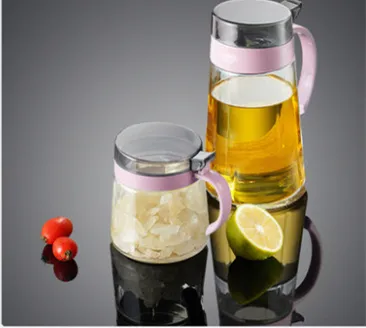 Kitchen Supplies Oil Can and Seasoning Jar Two-Piece Large-Capacity Glass Seasoning Box Oil Can and Salt Shaker Condiment Bottle Set