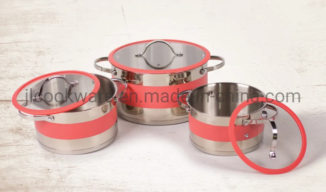 Kitchenware Appliance Stainless Steel Cookware Kitchenware Kitchen Utensils 7 PCS Saucepan Stainless Steel Cookware Set with Silicon Lid
