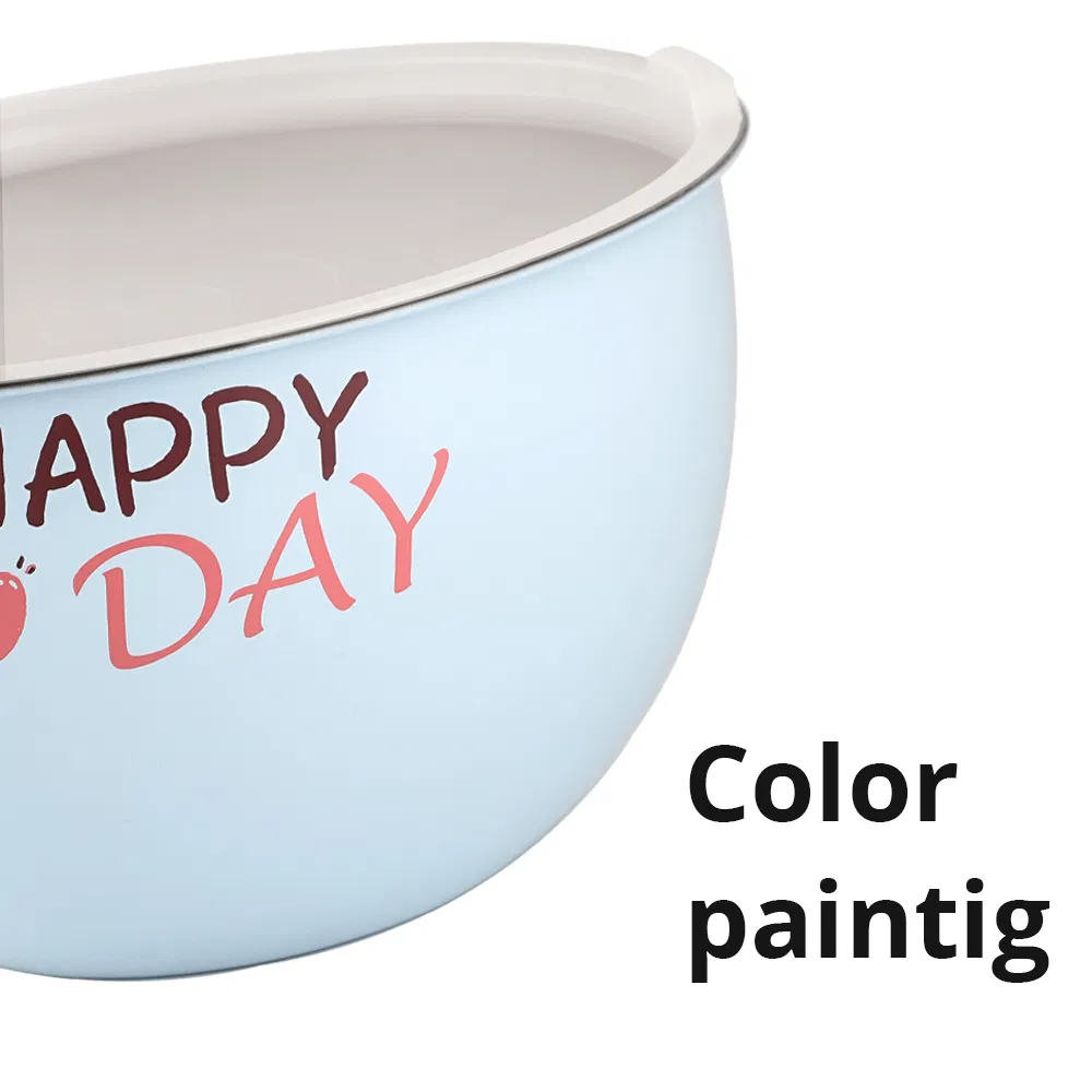 Kitchenware Salad Bowl Set of 3 Colorful Painting Stainless Steel Mixing Bowls Set with Airtight Lid