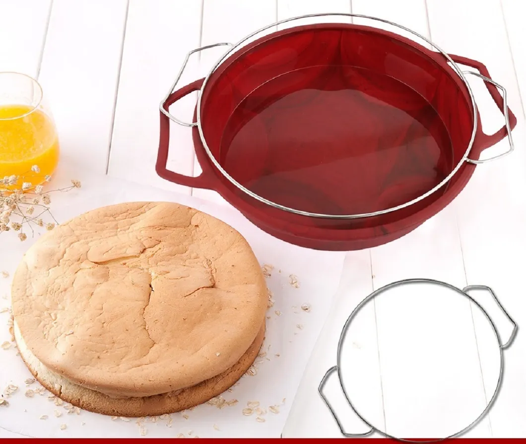 Large Round 9 Inch Silicone Cake Pan Baking Mold with Handles, , Steel Frame to Anti-Deformed Esg17249