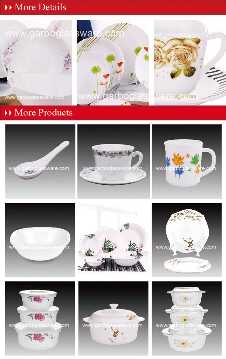 Luxury Style 33PCS Opal Glass Dinner Set Tableware Set Opal Glass Bowl Coffee Mug Tea Pot Oval Plate Set Side Plate Soup Bowl Spoon for Home Use