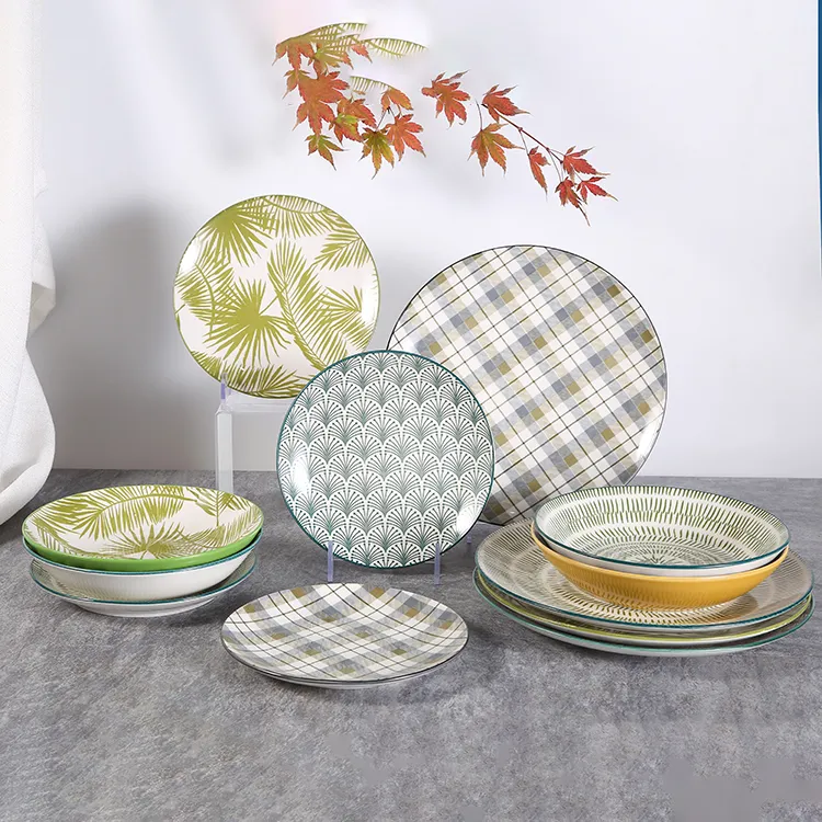 Luxury Tableware Juego De Vajillas Porcelana Silk Screen Pad Printing Kitchen Dinner Set 16 PCS Dinnerware Ceramic Dinner Set