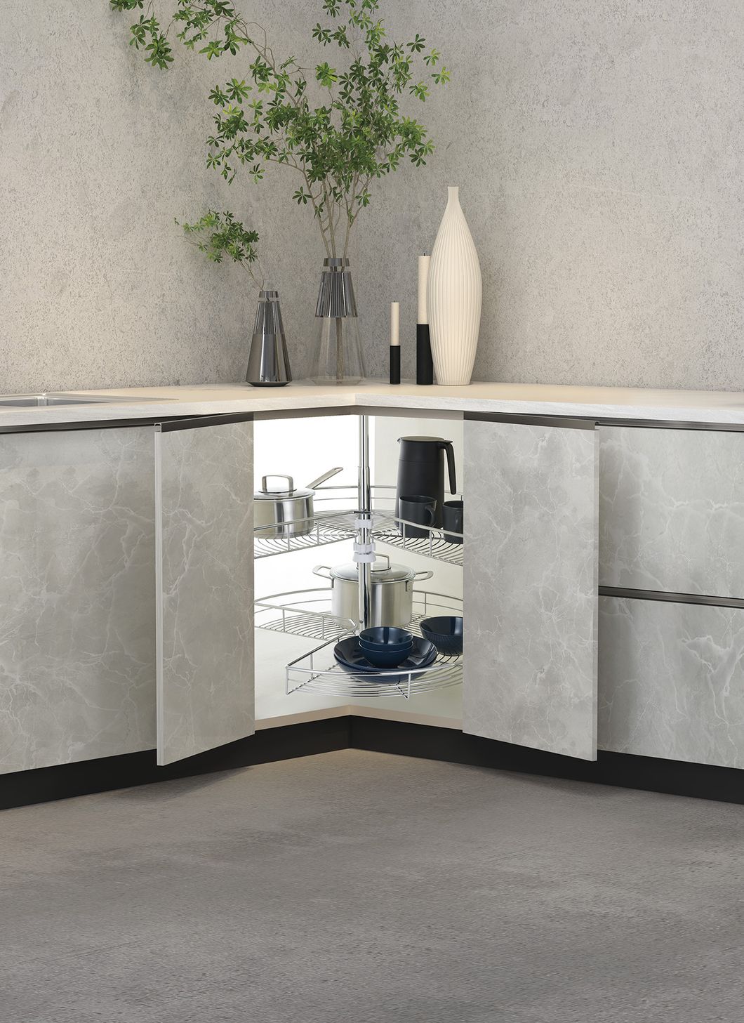 Metal Wire Corner Basket Lazy Susan Storage Rack