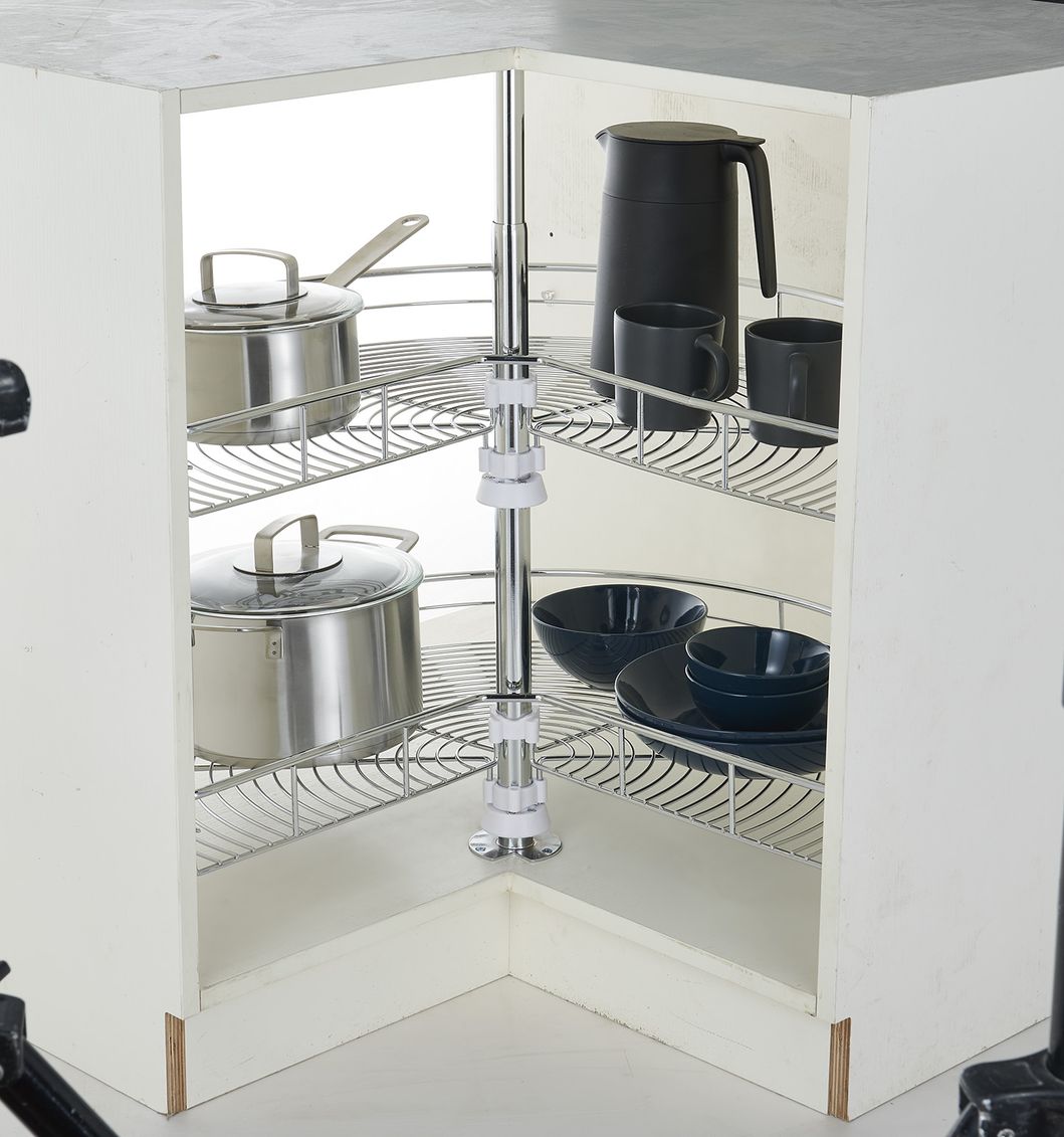 Metal Wire Corner Basket Lazy Susan Storage Rack