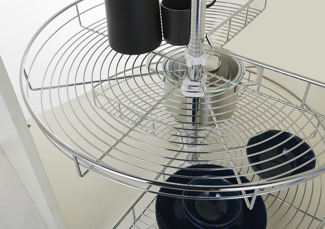 Metal Wire Corner Basket Lazy Susan Storage Rack