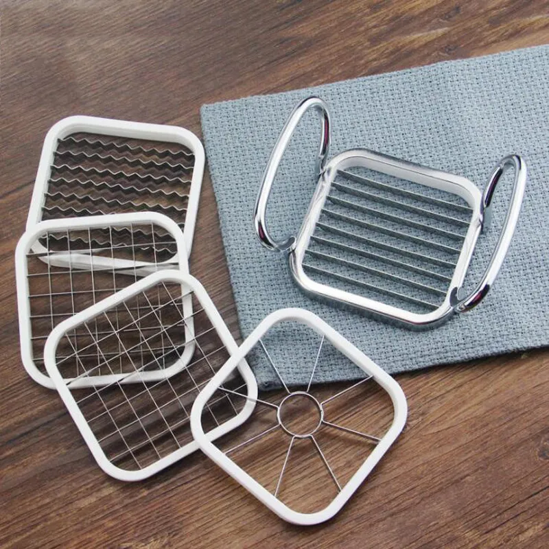 Multi-Functional Stainless Steel Fruit Chopper Potato Slicer Apple Corer Onion Slicer Vegetable Divider - 5 in 1 Kitchen Cutter Kitchen Gadget Tool Esg12245