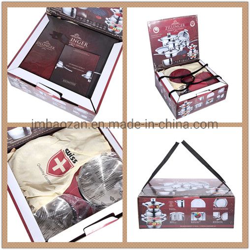 New Style 16 PCS Double Handle Cookware Set Surgical Stainless Steel Happy Baron Cookware Set