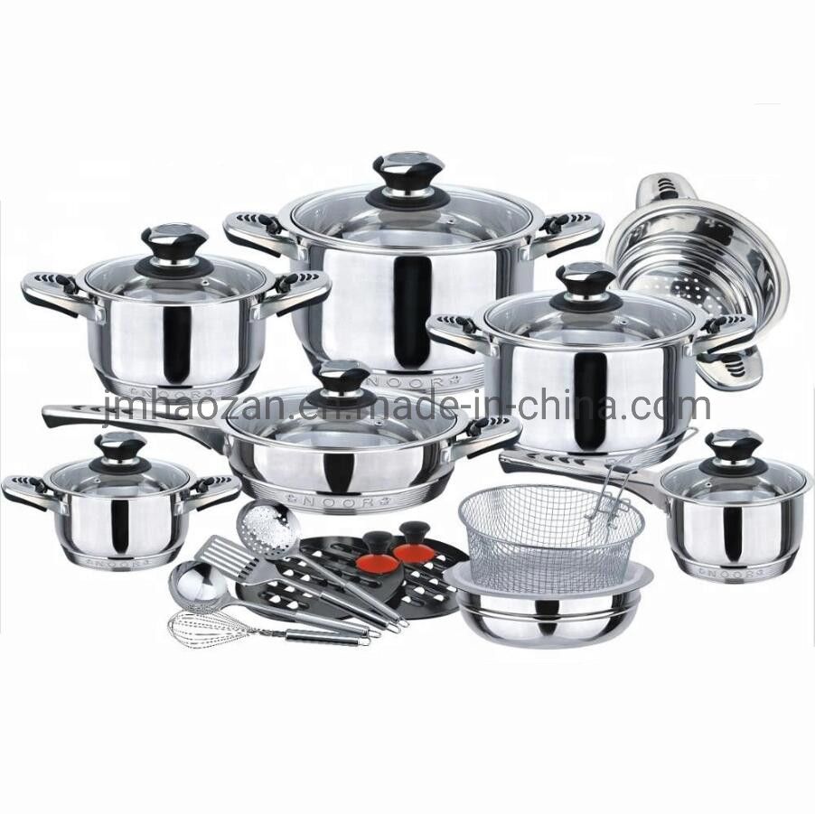 New Style 16 PCS Double Handle Cookware Set Surgical Stainless Steel Happy Baron Cookware Set