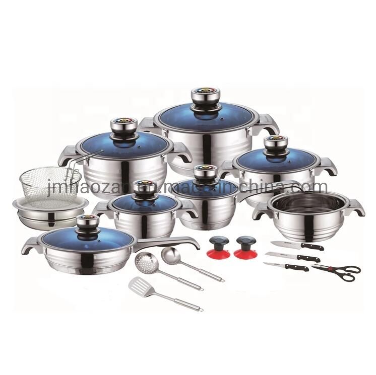 New Style 16 PCS Double Handle Cookware Set Surgical Stainless Steel Happy Baron Cookware Set
