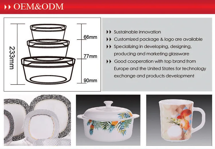 Newly Flower Decal Design 33PCS White Opal Glassware Dinnerware Dinner Set for Family Use