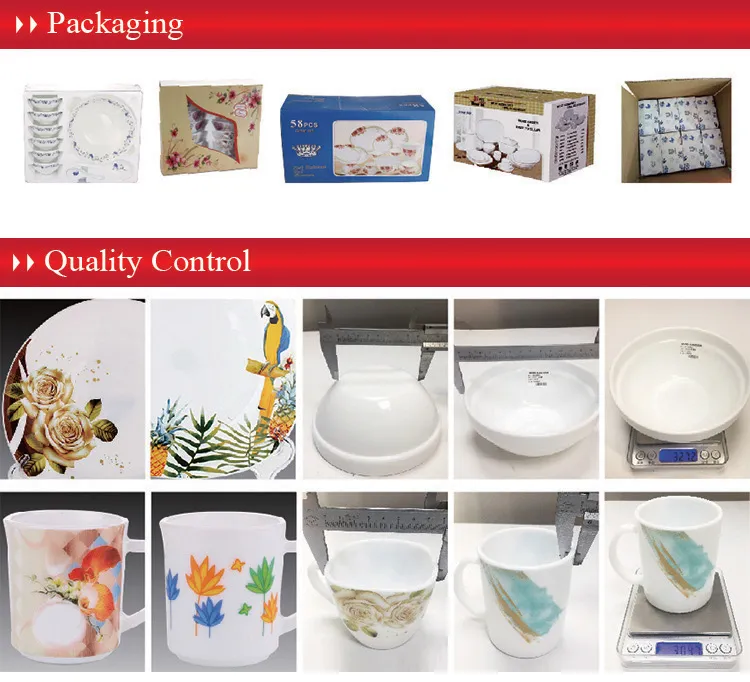 Newly Flower Decal Design 33PCS White Opal Glassware Dinnerware Dinner Set for Family Use