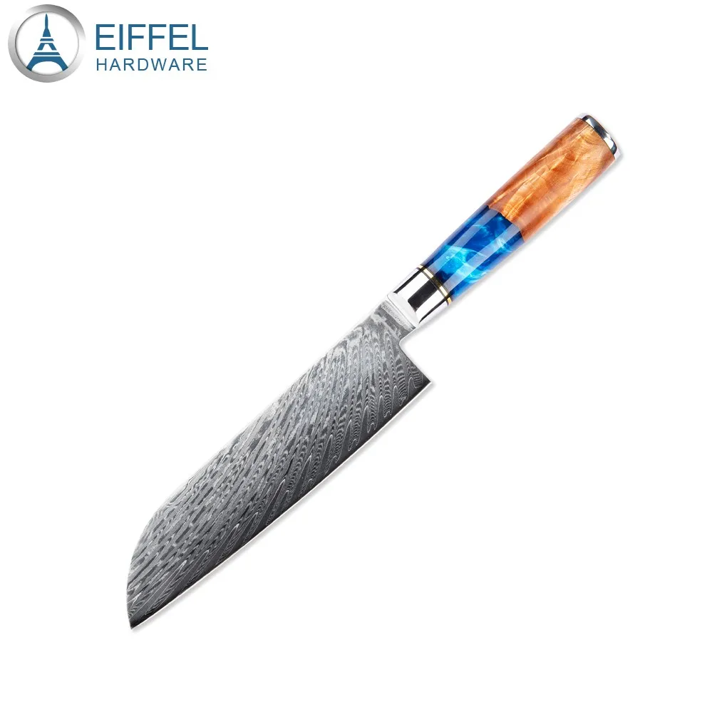 OEM 67 Layer Vg10 Damascus Steel Kitchen Knife Set Damascus Knife Set with Wood&Resin Integrated Handle