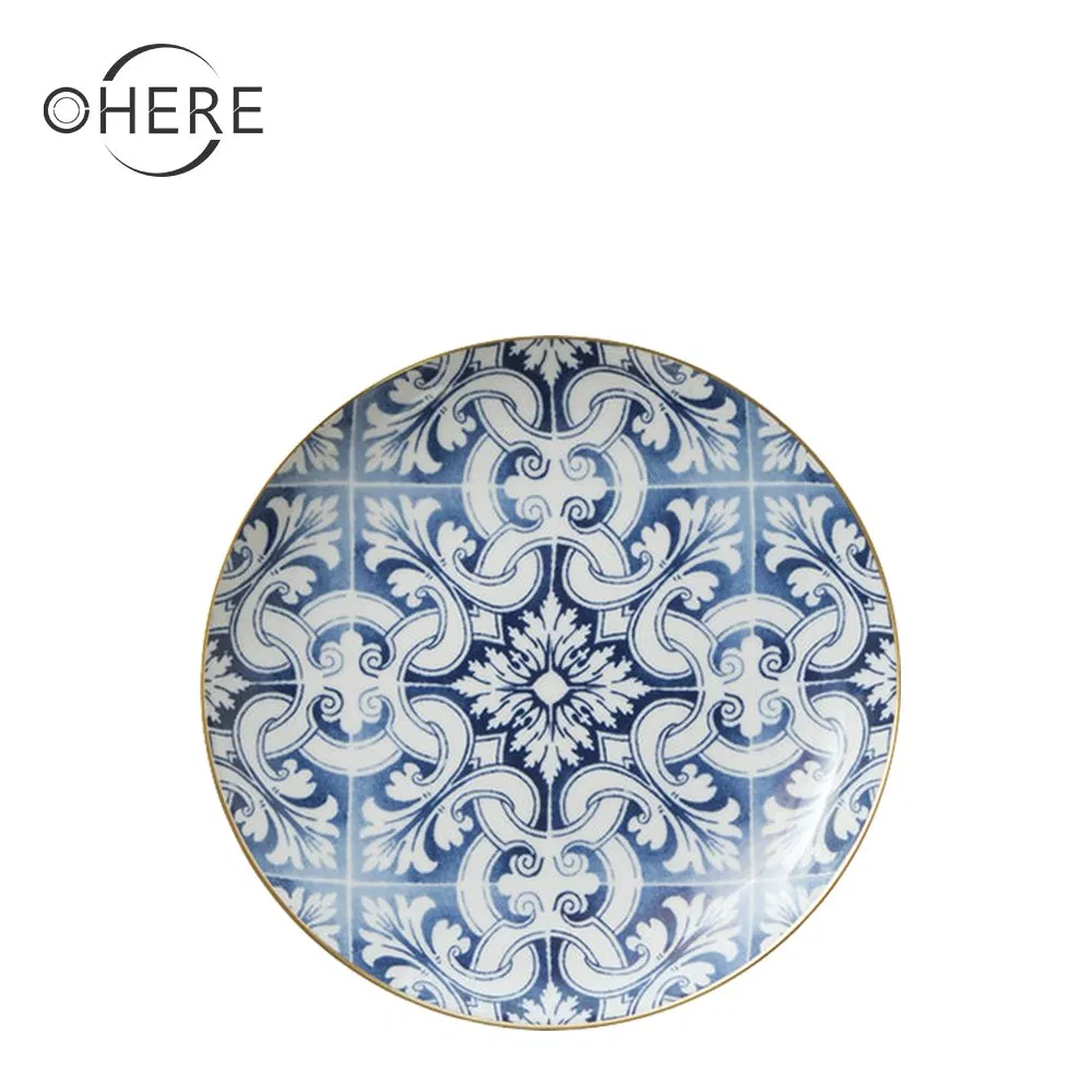Ohere Ceramic Tableware Porcelain Plate 10.5-Inch Round Dinner Plate