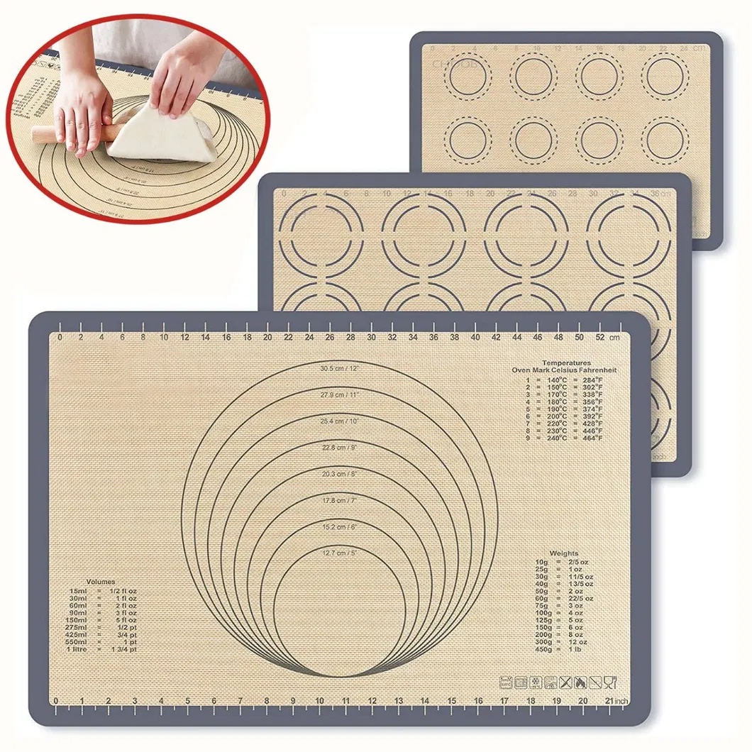 Pack of 2 Food-Grade Silicone Half Sheet Baking Mats,Reusable Non Stick Baking Mats BPA Free for Oven&Toaster,Macaron Piping Bags and Tips,Baking Tools 11PC/Set