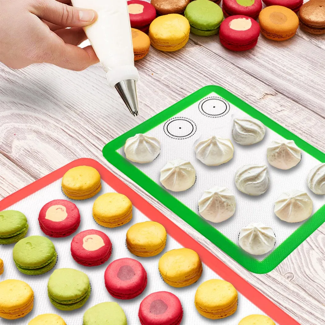Pack of 2 Food-Grade Silicone Half Sheet Baking Mats,Reusable Non Stick Baking Mats BPA Free for Oven&Toaster,Macaron Piping Bags and Tips,Baking Tools 11PC/Set