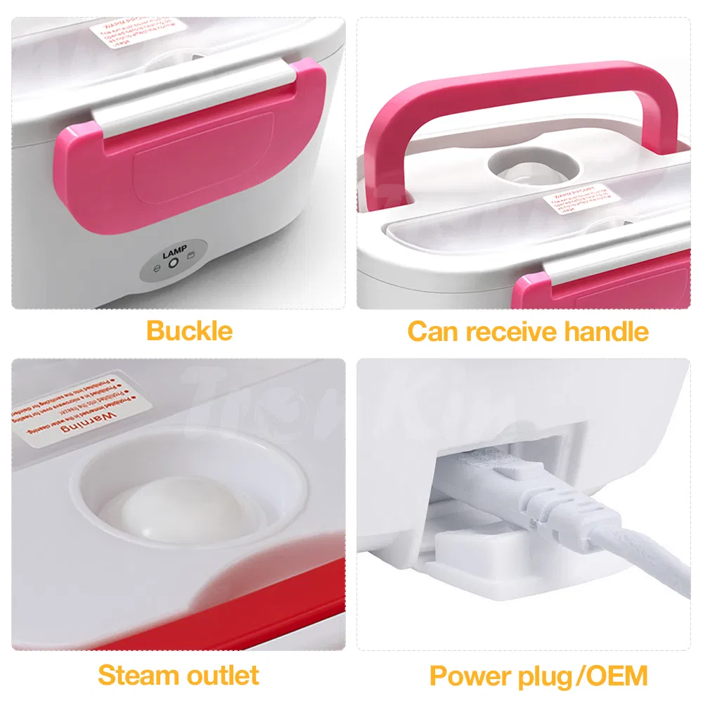Plastic Portable Dual Car Home Use Airtight Food Warmer Self Heating Electric Lunch Box