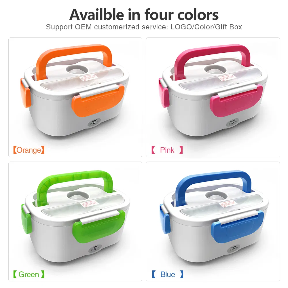 Plastic Portable Dual Car Home Use Airtight Food Warmer Self Heating Electric Lunch Box