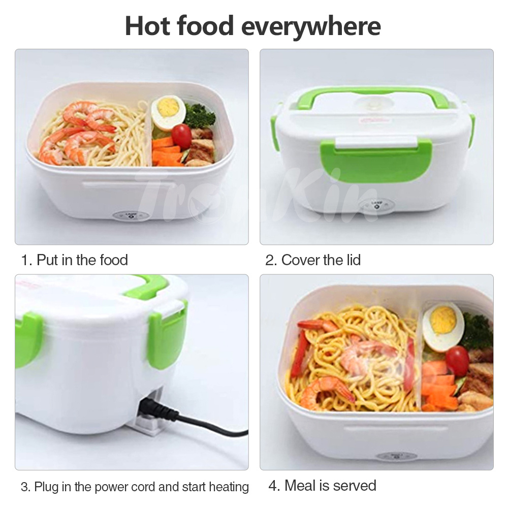 Plastic Portable Dual Car Home Use Airtight Food Warmer Self Heating Electric Lunch Box