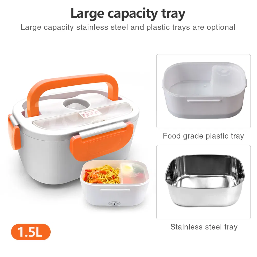 Plastic Portable Dual Car Home Use Airtight Food Warmer Self Heating Electric Lunch Box