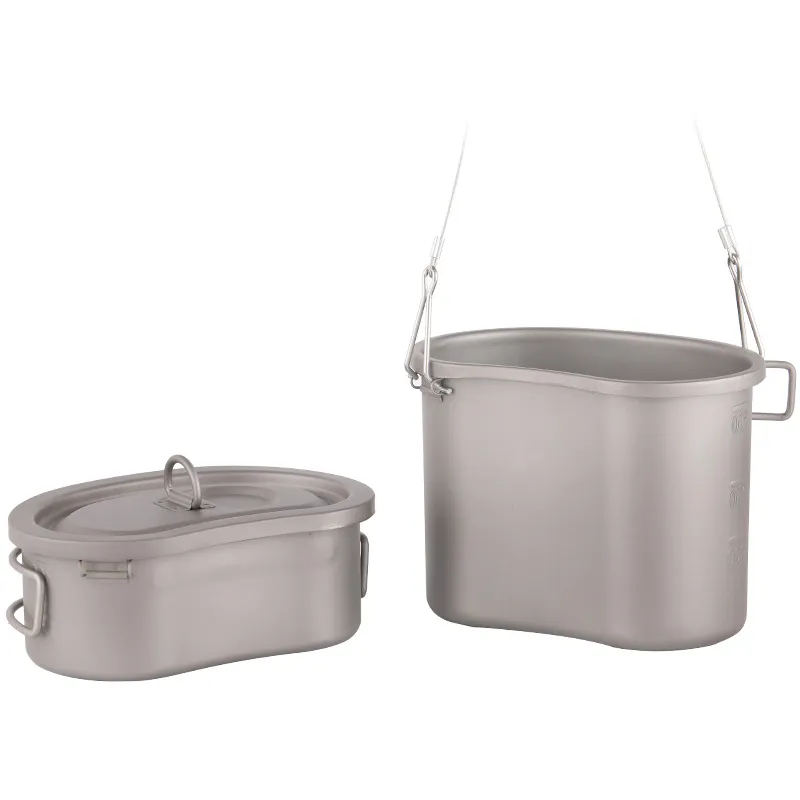 Pure Titanium Army Portable Lunch Box Camping Mess Tin Multifunctional Hanging Pot Cooker