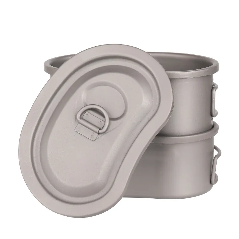 Pure Titanium Army Portable Lunch Box Camping Mess Tin Multifunctional Hanging Pot Cooker