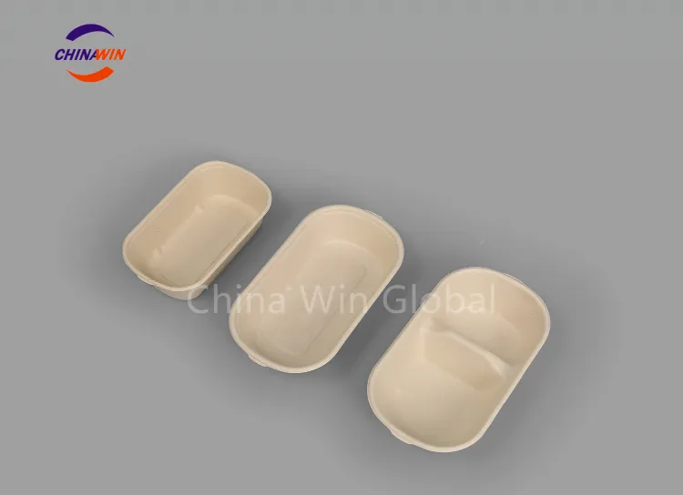 Qualified Sugarcane Tableware Compartment Take Away Food Box 850ml 2cp