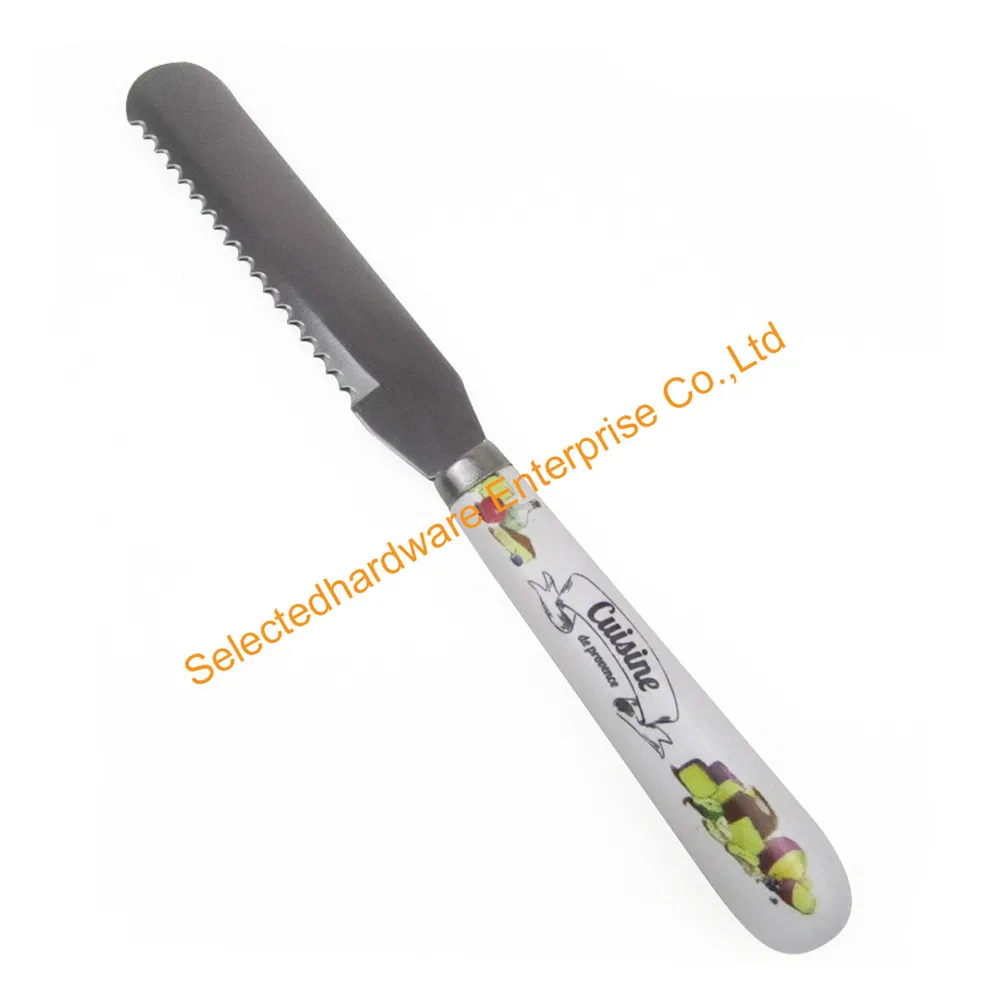 Serrated Blade Cheese Butter Knife with Ceramic Handle
