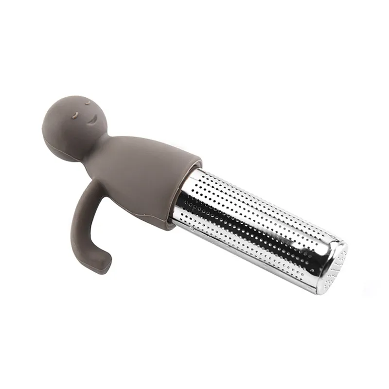 Silicone Combined Stainless Steel Little Man Loose Herbal Spice Infuser Filter Diffuser Tea Strainer Tea Bag