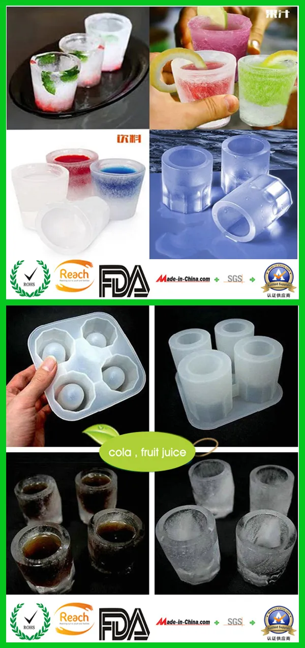 Spherical Ice Cube Tray 4cubes Silicone Ice Cube Maker Mold