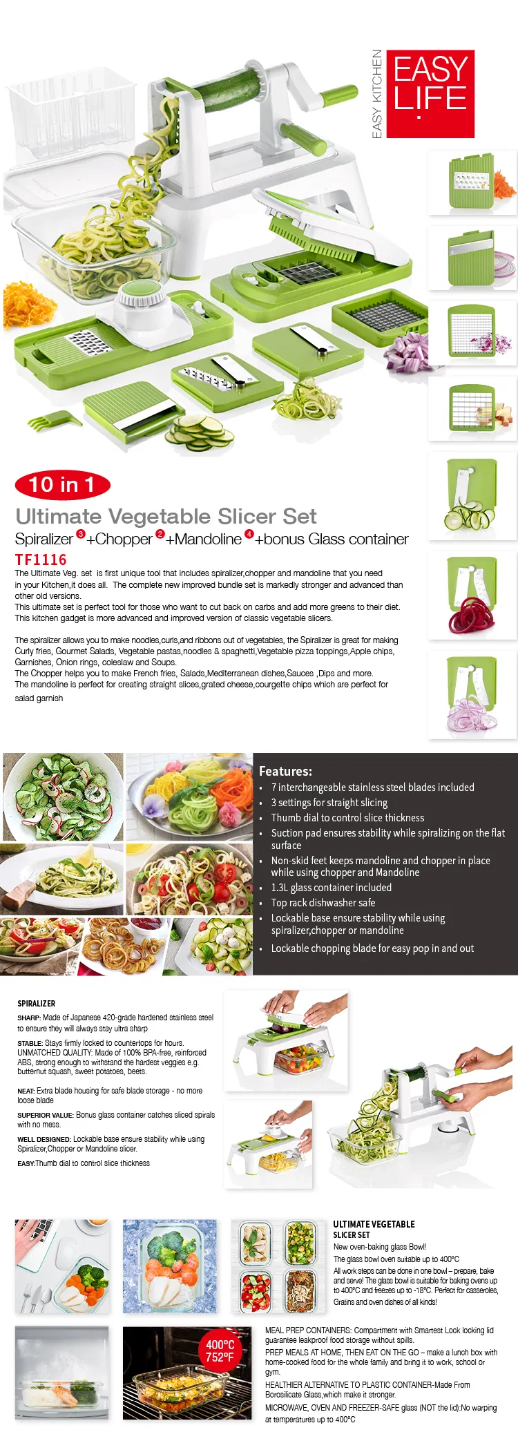 Spiralizer Vegetable Slicer Adjustable Mandoline Slicer