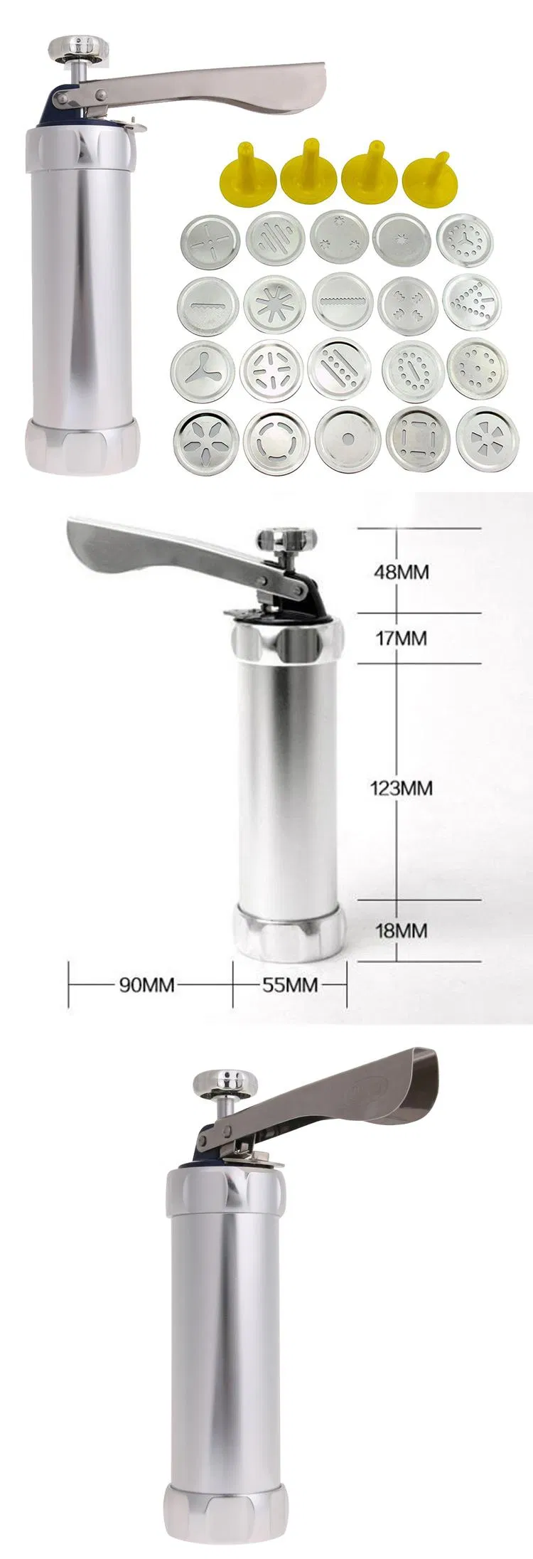 Stainless Steel Biscuit Press Cookie Gun Set with 20 Discs and 4 Icing Tips Metal Cookie Press Cake Decorating Gun Biscuit Maker