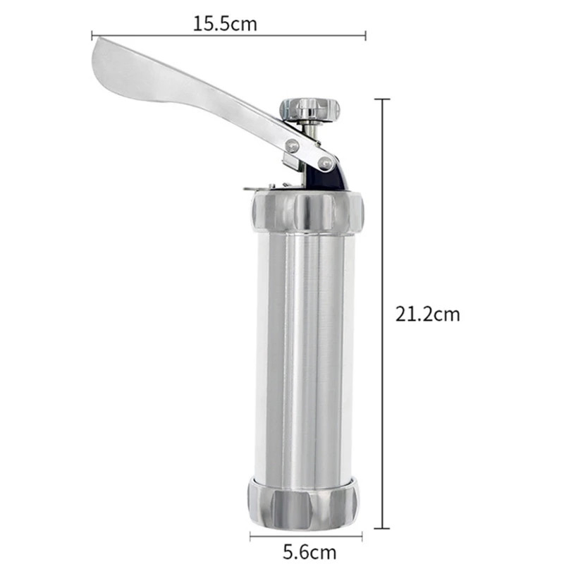 Stainless Steel Biscuit Press Cookie Gun Set with 20 Discs and 4 Icing Tips Metal Cookie Press Cake Decorating Gun Biscuit Maker