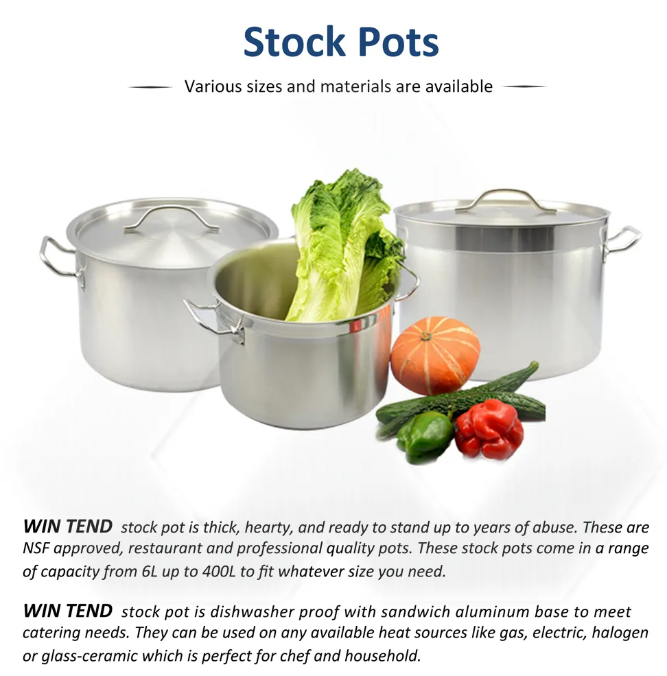 Stainless Steel Cookware Cooking Food Stockpot Steamer Induction Stock Pot with Sand Sandwich Bottom